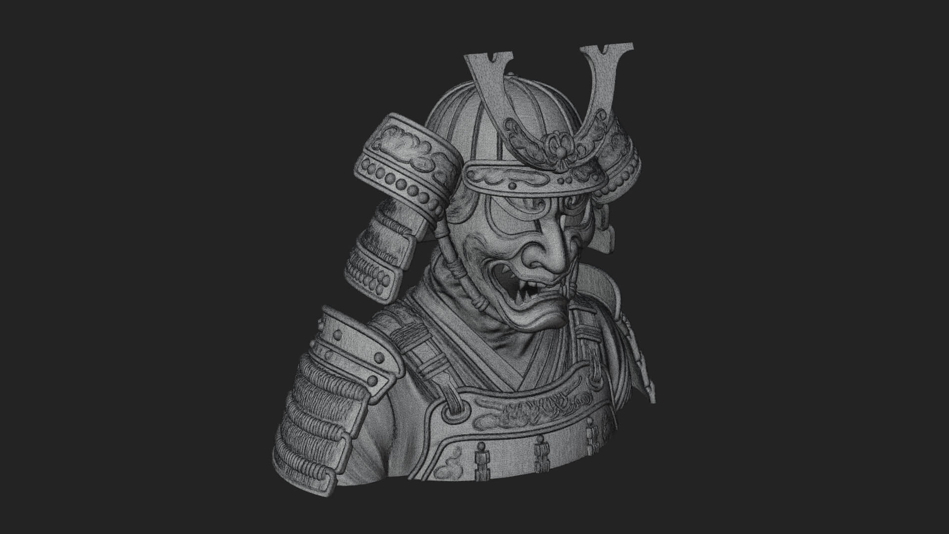 Samurai Kabuto Helm Bust Design 1 3D Print Model 3D Model