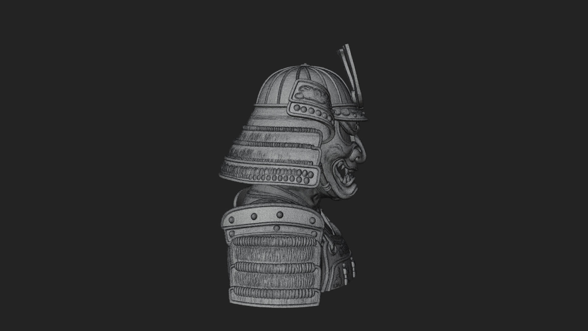 Samurai Kabuto Helm Bust Design 1 3D Print Model 3D Model