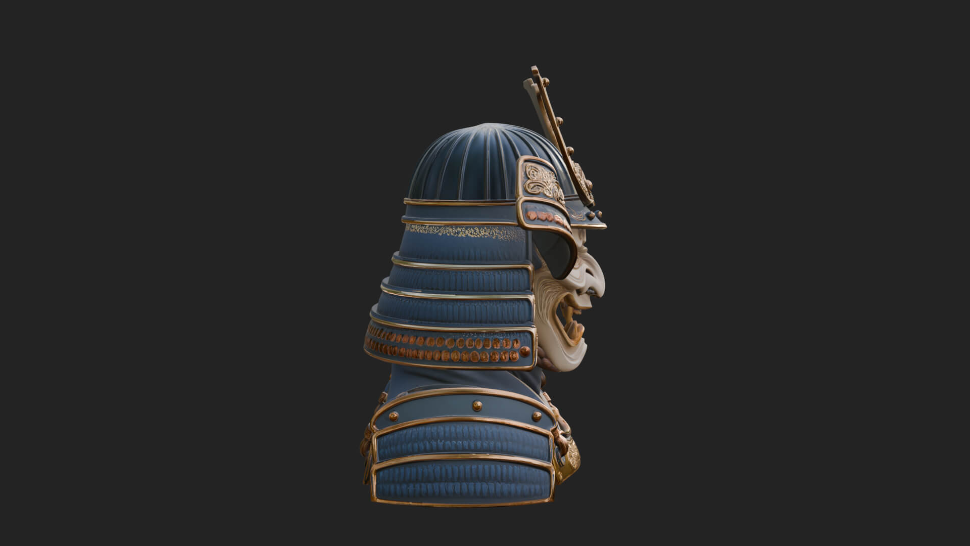 Samurai Kabuto Helm Bust Design 2 3D Print Model 3D Model