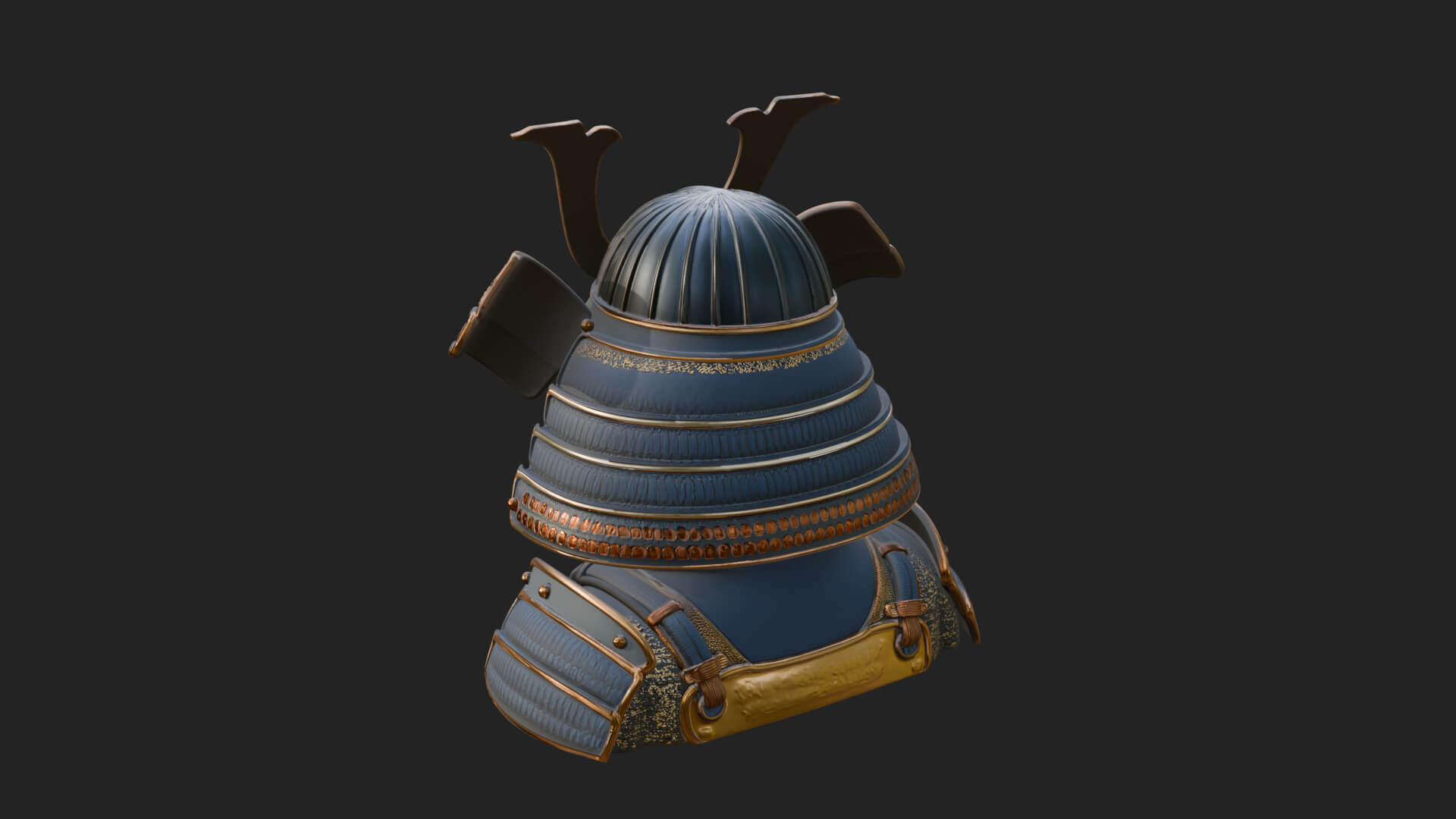Samurai Kabuto Helm Bust Design 2 3D Print Model 3D Model