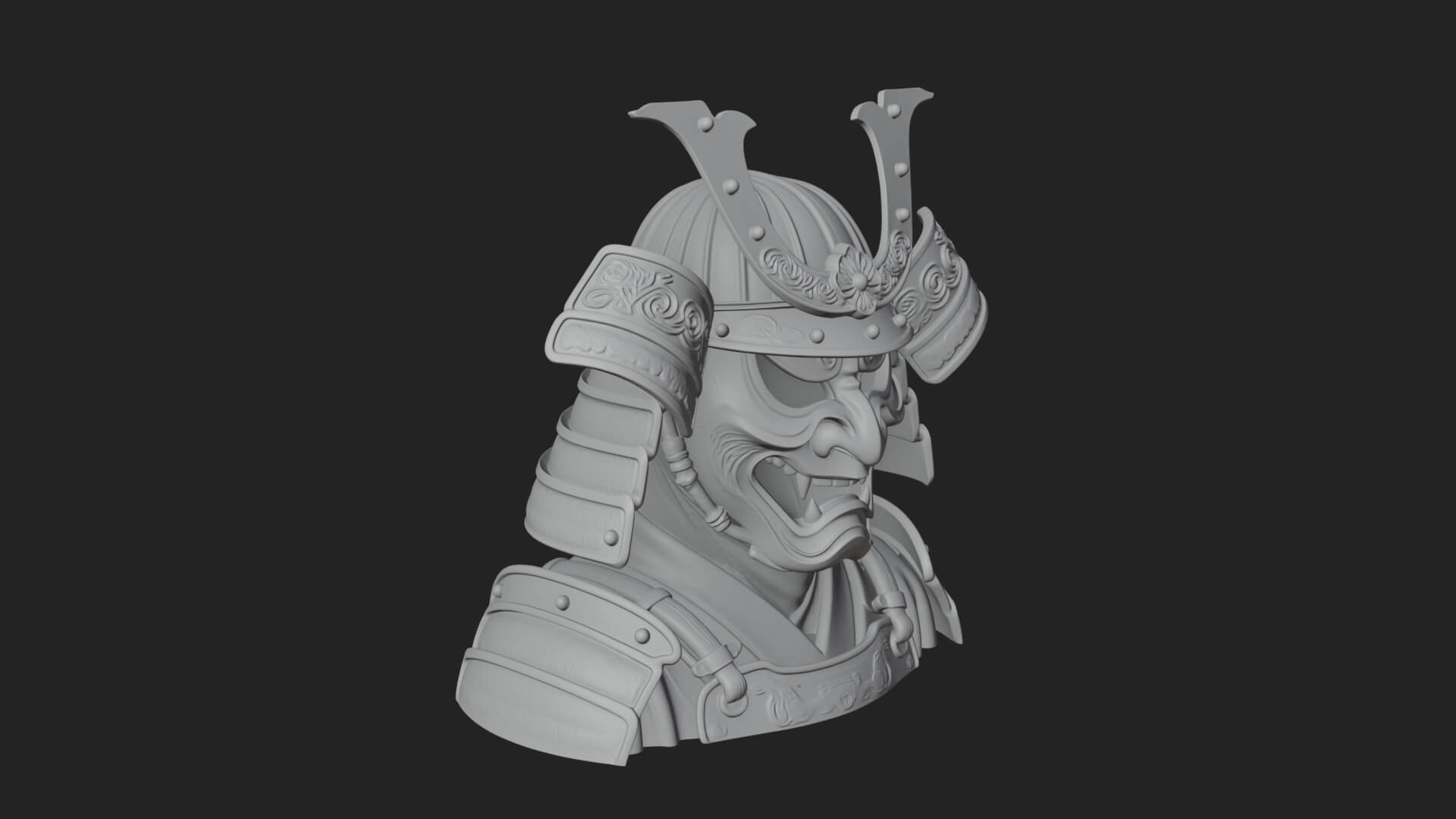 Samurai Kabuto Helm Bust Design 2 3D Print Model 3D Model