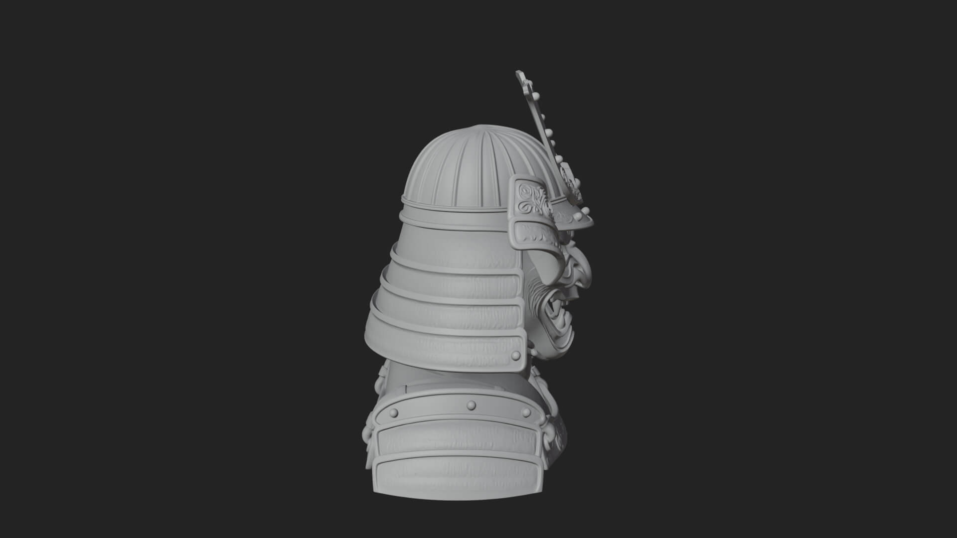 Samurai Kabuto Helm Bust Design 2 3D Print Model 3D Model