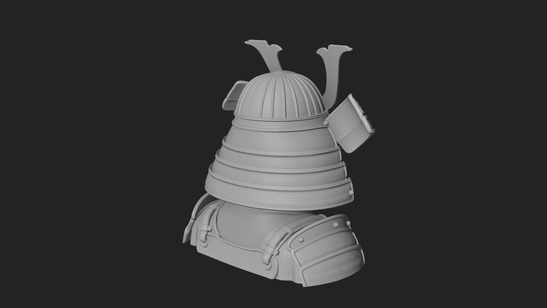 Samurai Kabuto Helm Bust Design 2 3D Print Model 3D Model