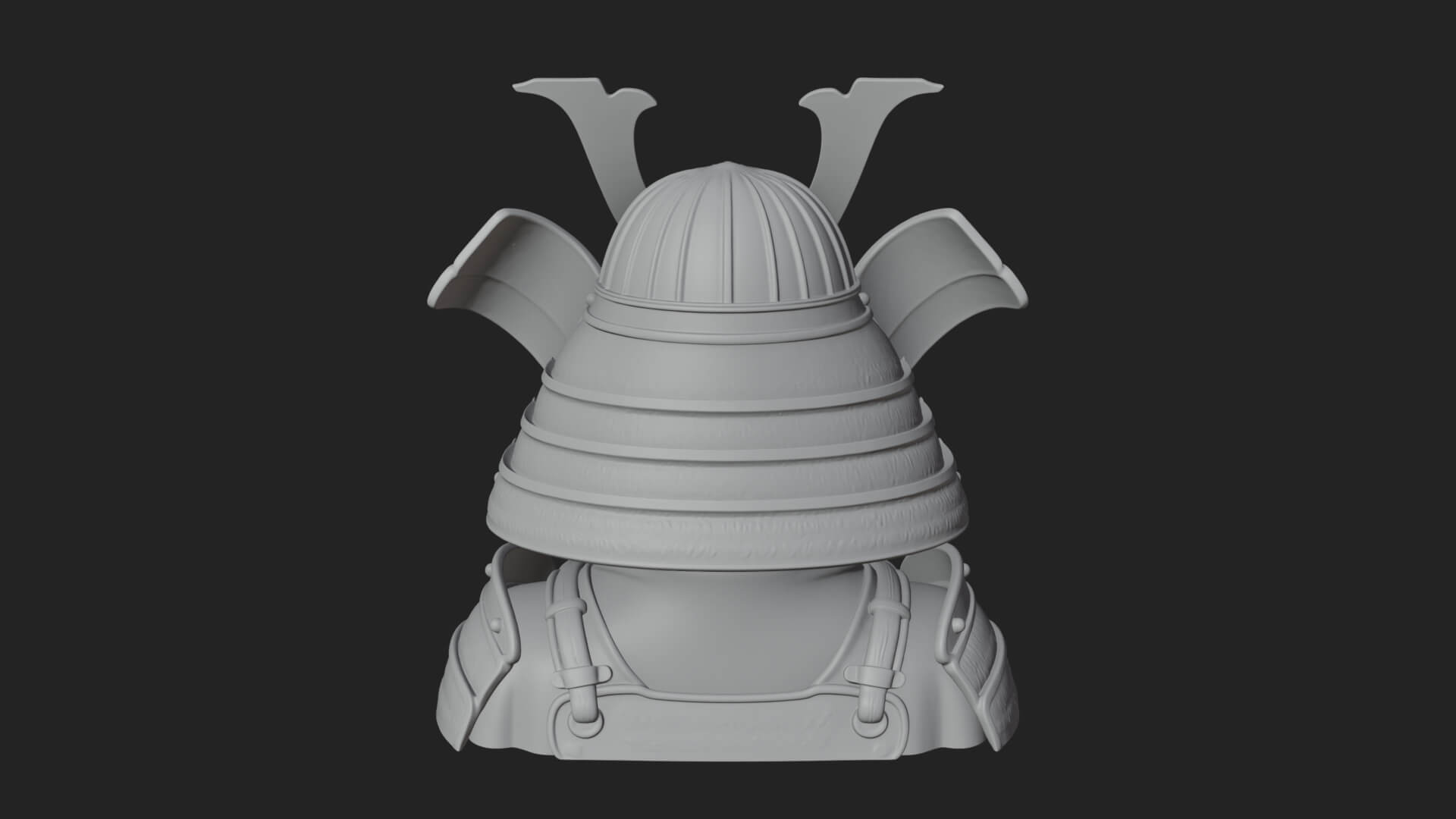 Samurai Kabuto Helm Bust Design 2 3D Print Model 3D Model