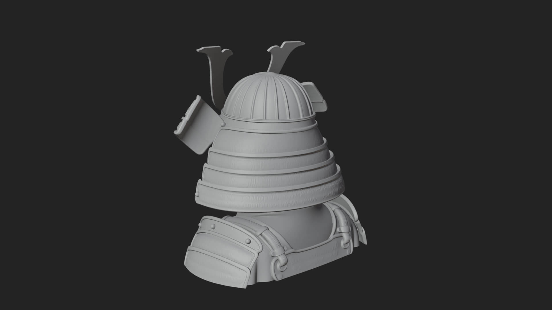Samurai Kabuto Helm Bust Design 2 3D Print Model 3D Model