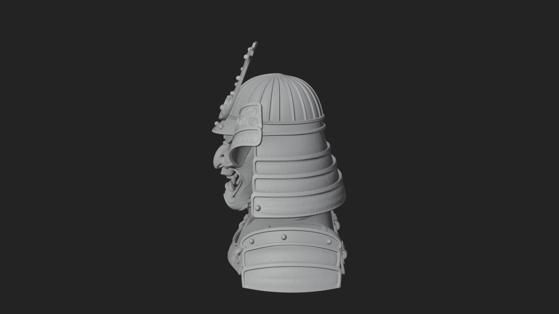 Samurai Kabuto Helm Bust Design 2 3D Print Model 3D Model