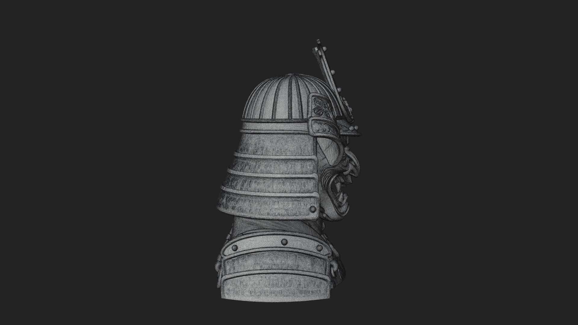 Samurai Kabuto Helm Bust Design 2 3D Print Model 3D Model