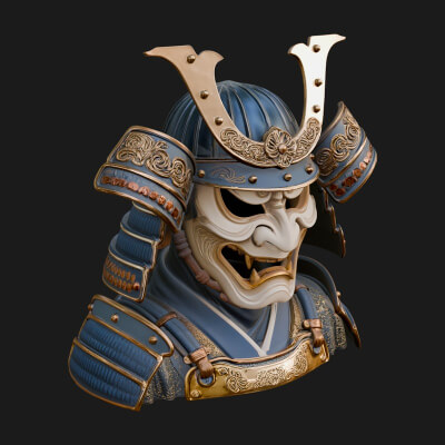 Samurai Kabuto Helm Bust Design 2 3D Print Model