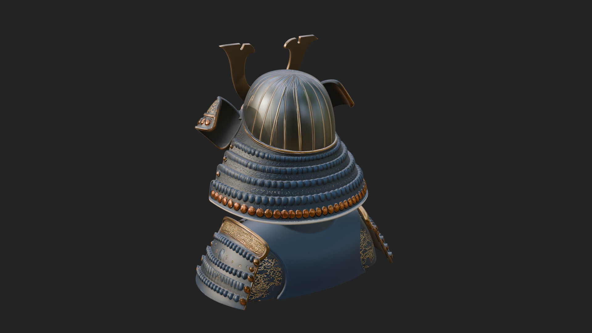 Samurai Kabuto Helm Bust Design 3 3D Print Model 3D Model