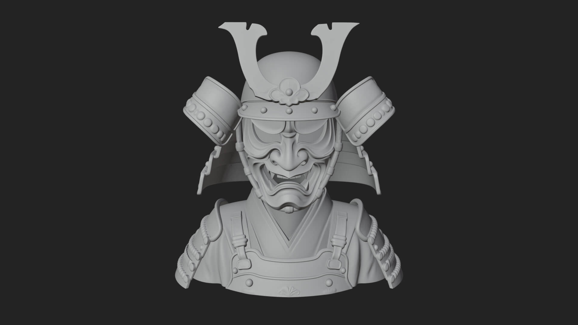 Samurai Kabuto Helm Bust Design 3 3D Print Model 3D Model