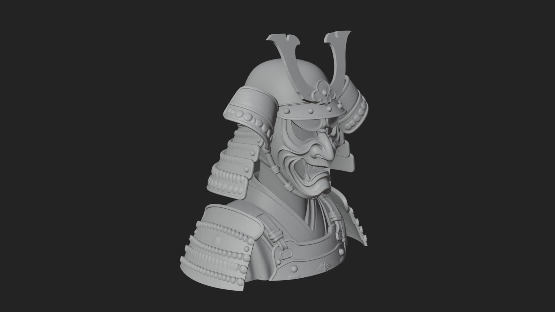 Samurai Kabuto Helm Bust Design 3 3D Print Model 3D Model