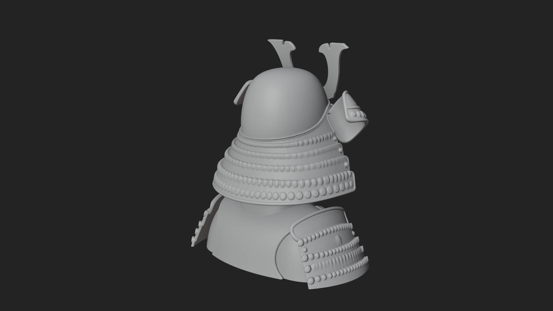 Samurai Kabuto Helm Bust Design 3 3D Print Model 3D Model