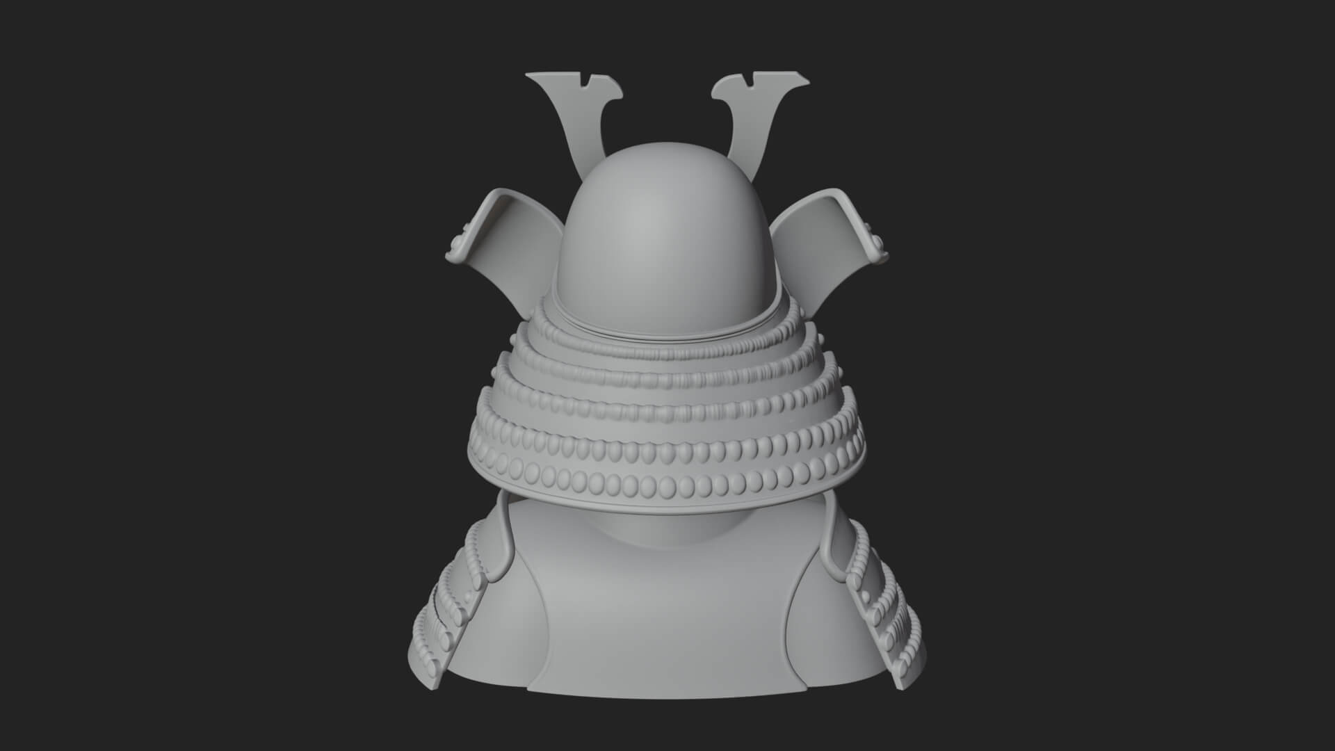 Samurai Kabuto Helm Bust Design 3 3D Print Model 3D Model