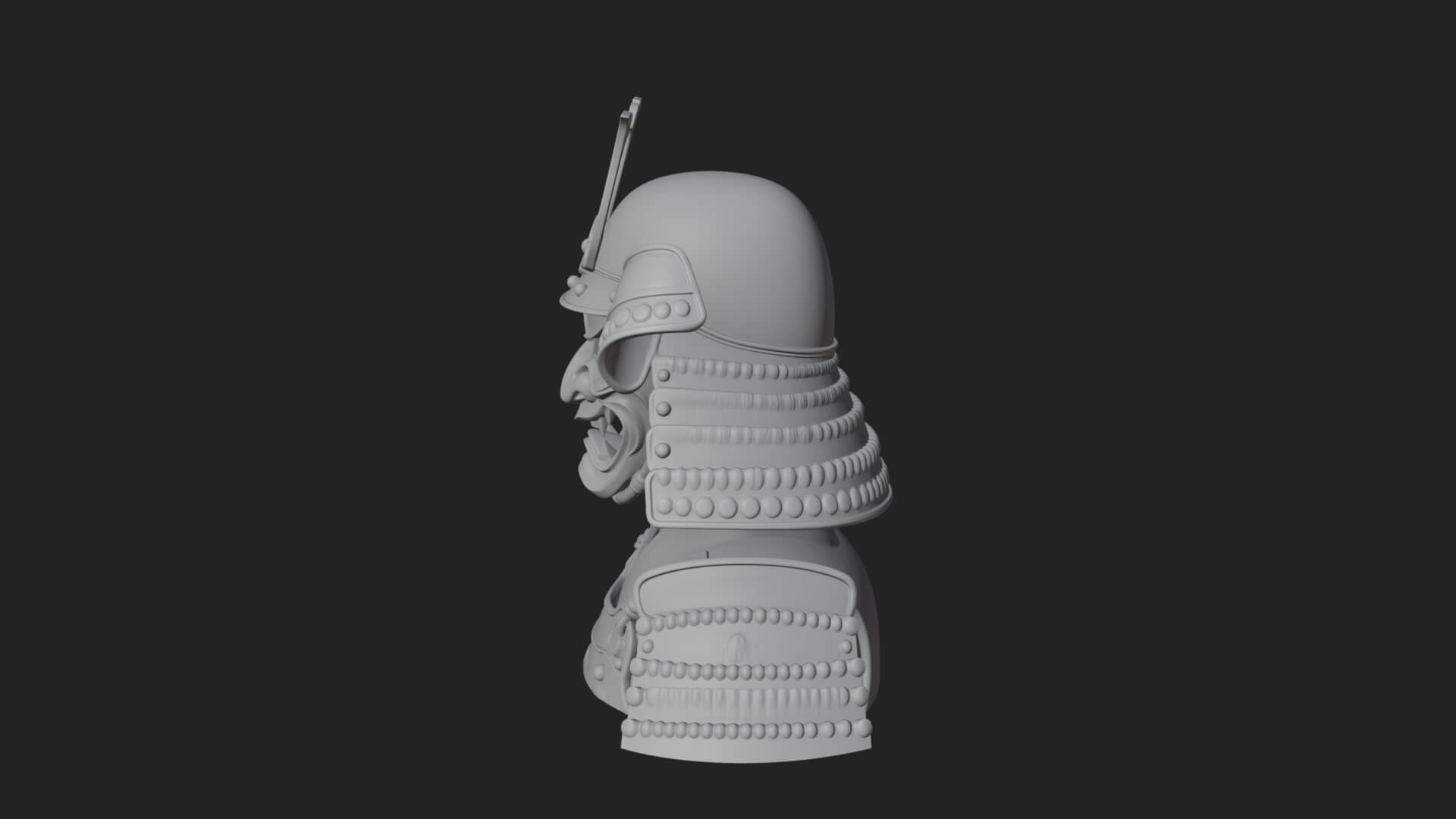 Samurai Kabuto Helm Bust Design 3 3D Print Model 3D Model