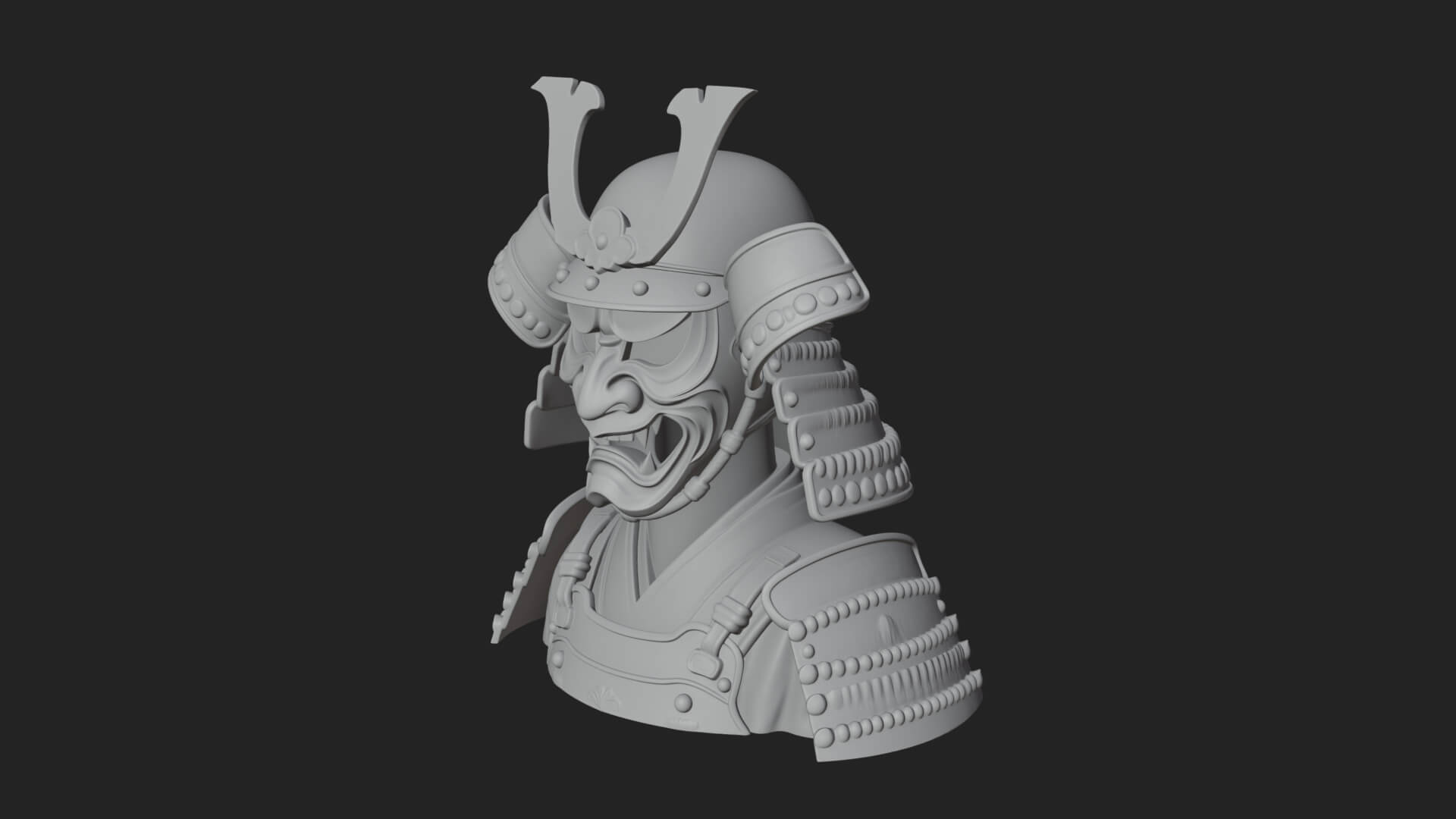 Samurai Kabuto Helm Bust Design 3 3D Print Model 3D Model