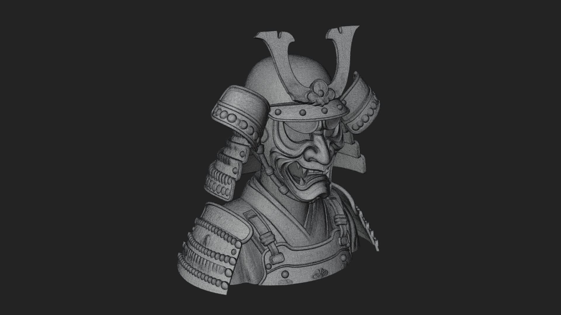 Samurai Kabuto Helm Bust Design 3 3D Print Model 3D Model