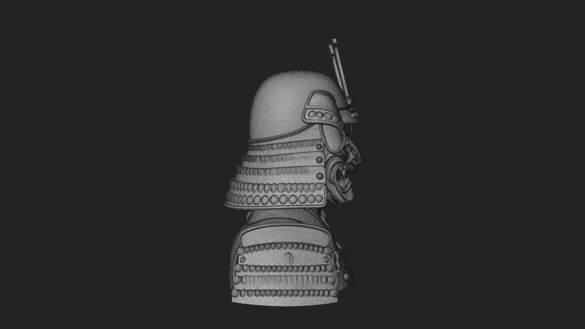 Samurai Kabuto Helm Bust Design 3 3D Print Model 3D Model