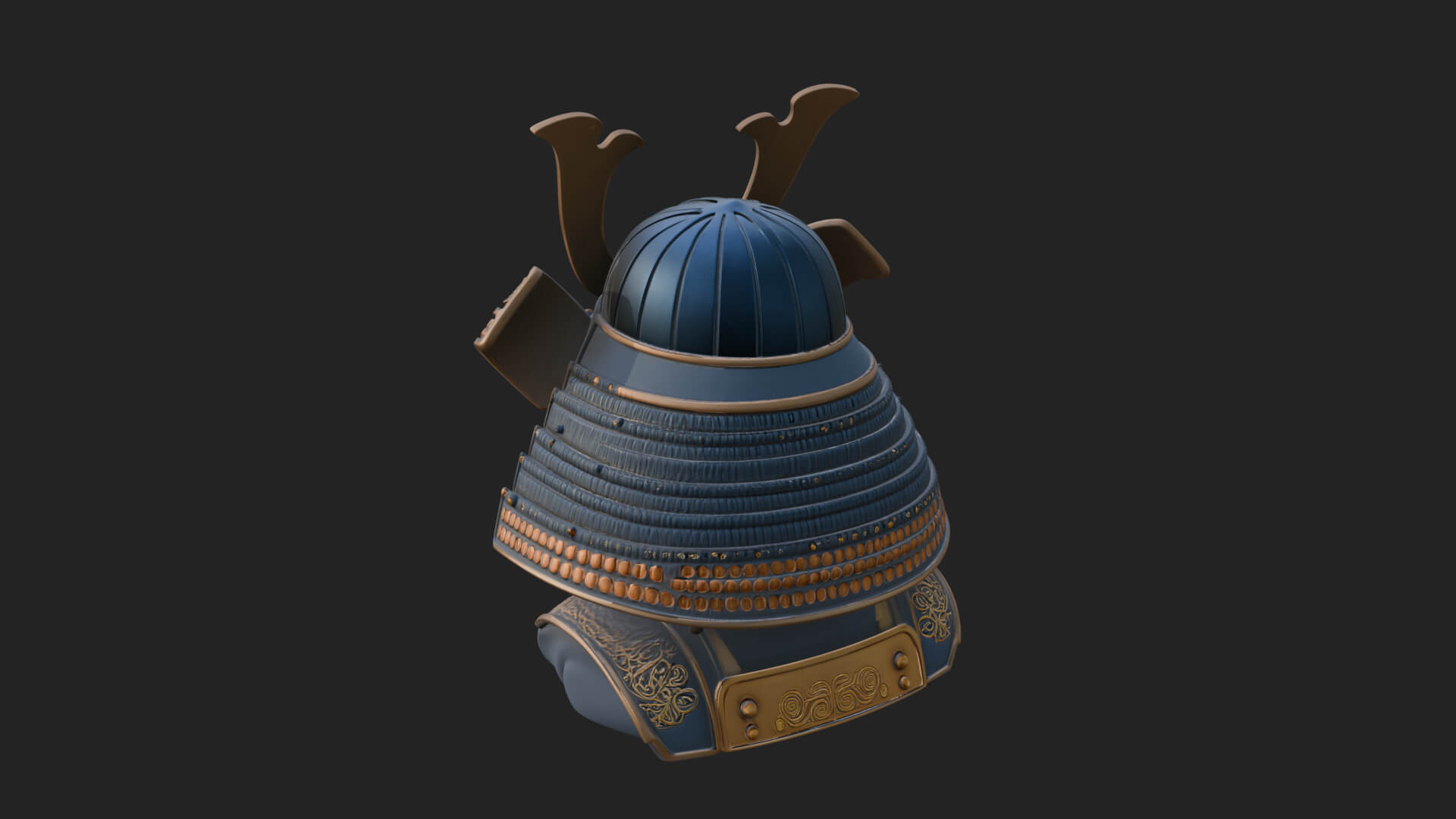 Samurai Kabuto Helm Bust Design 4 3D Print Model 3D Model