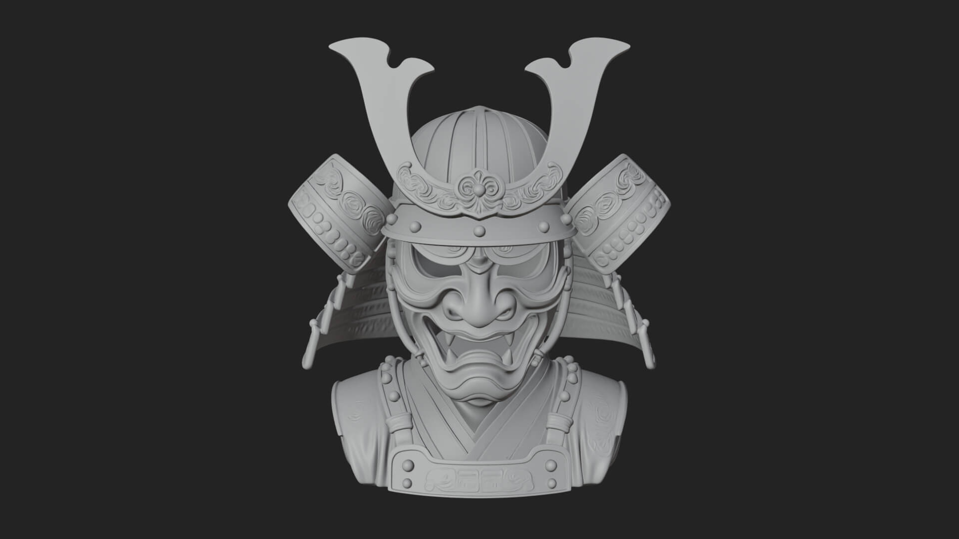 Samurai Kabuto Helm Bust Design 4 3D Print Model 3D Model