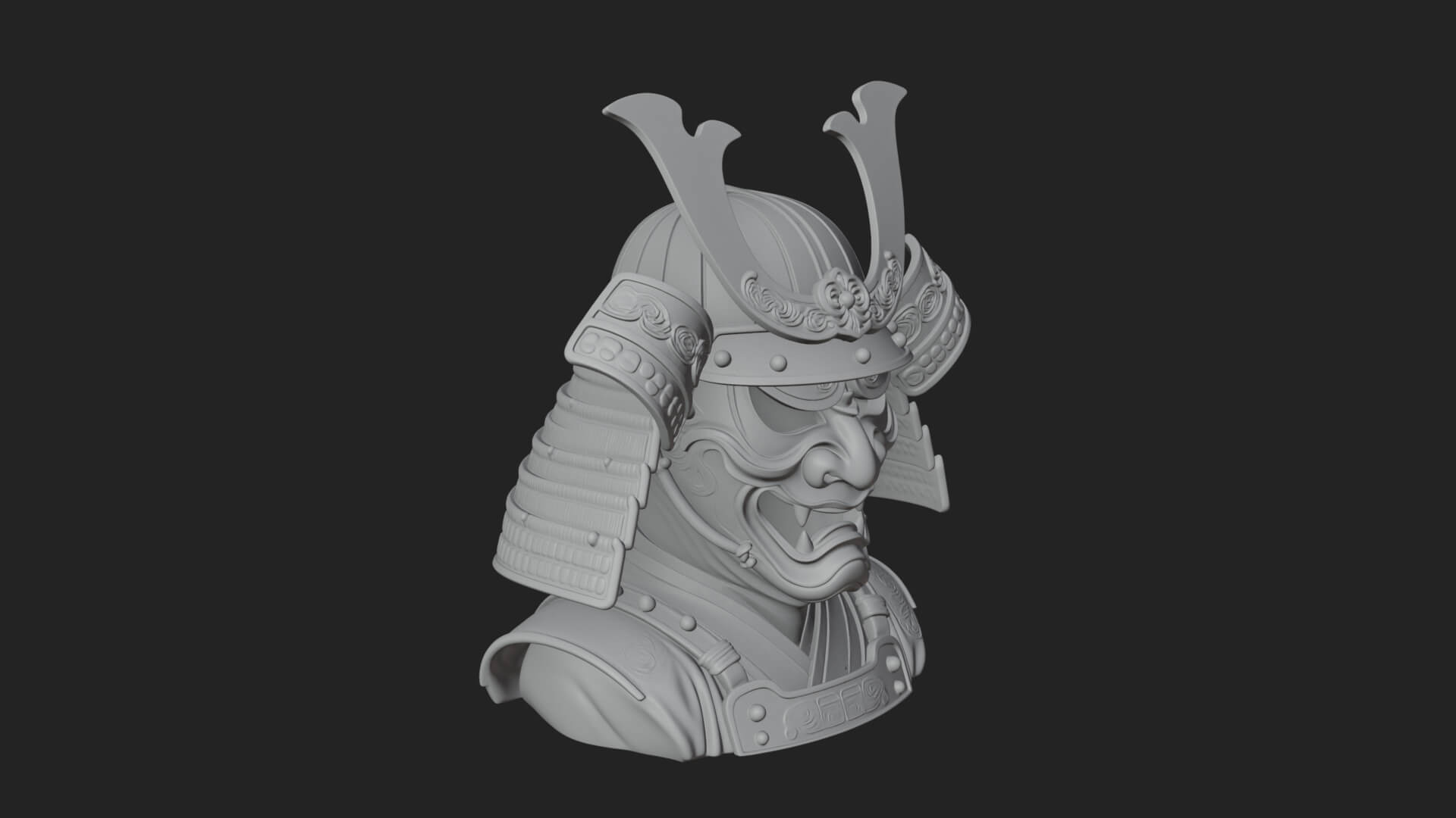 Samurai Kabuto Helm Bust Design 4 3D Print Model 3D Model