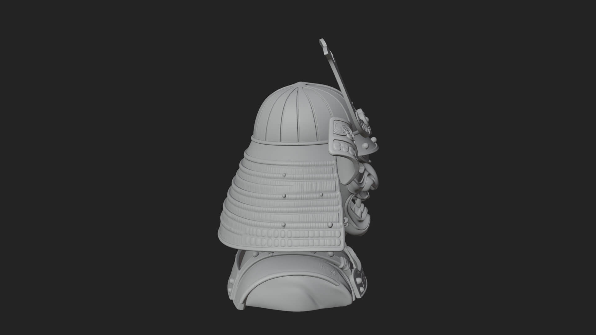Samurai Kabuto Helm Bust Design 4 3D Print Model 3D Model