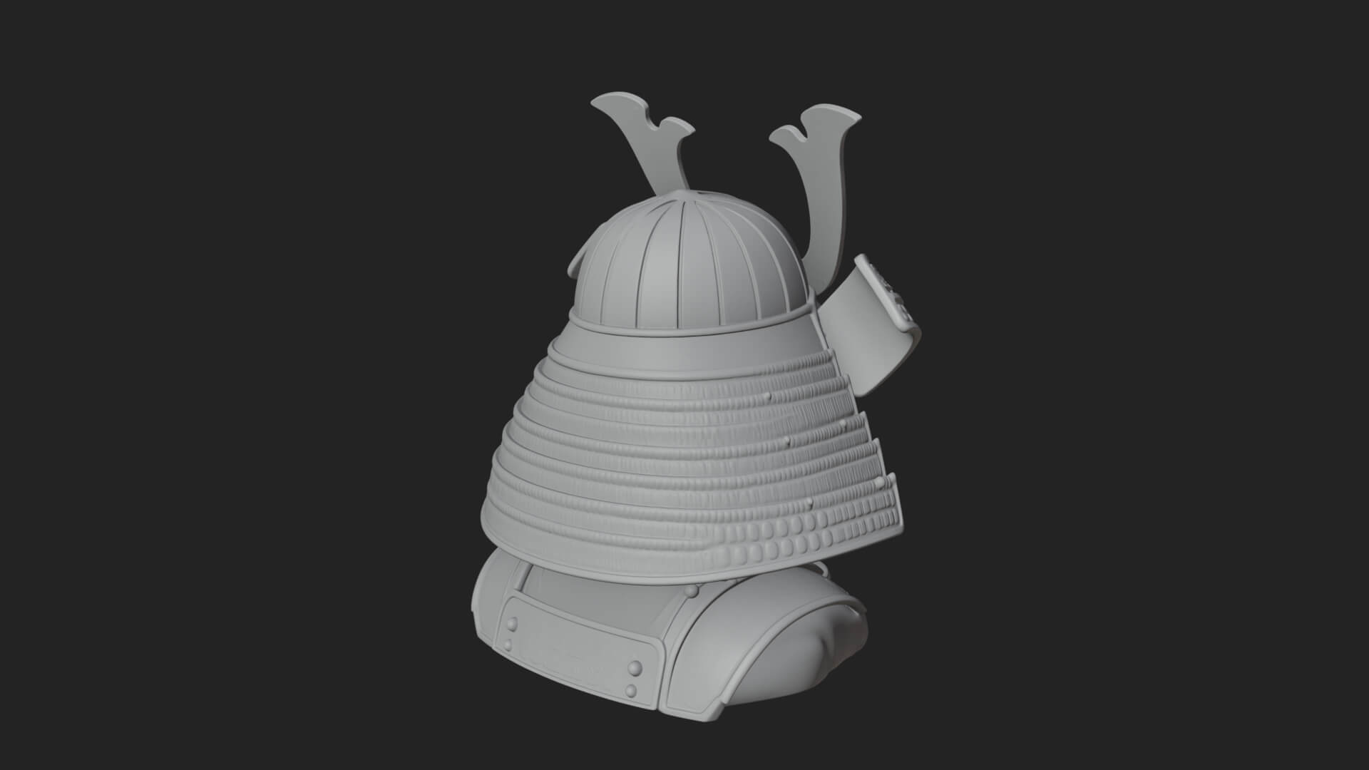 Samurai Kabuto Helm Bust Design 4 3D Print Model 3D Model