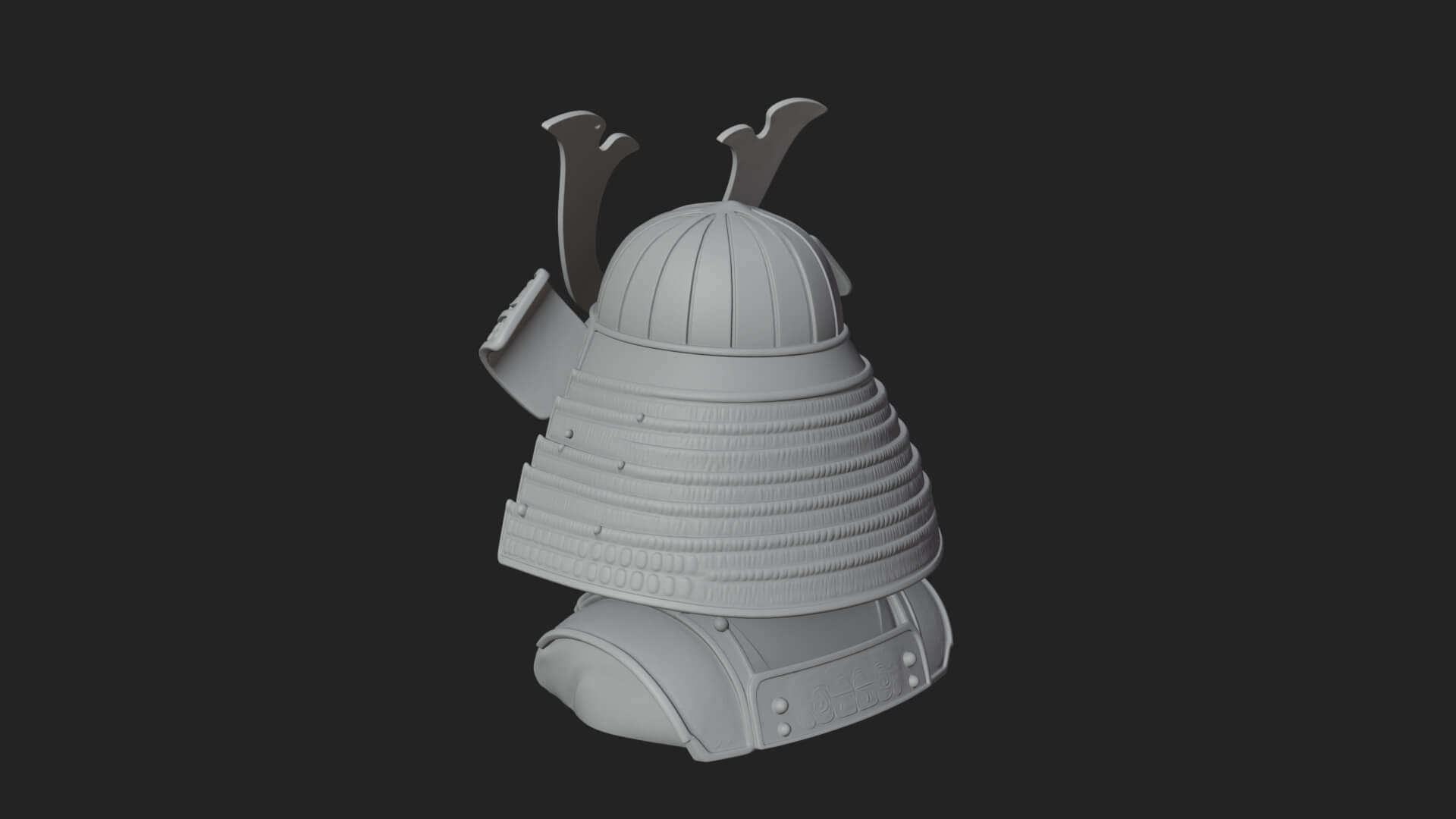 Samurai Kabuto Helm Bust Design 4 3D Print Model 3D Model
