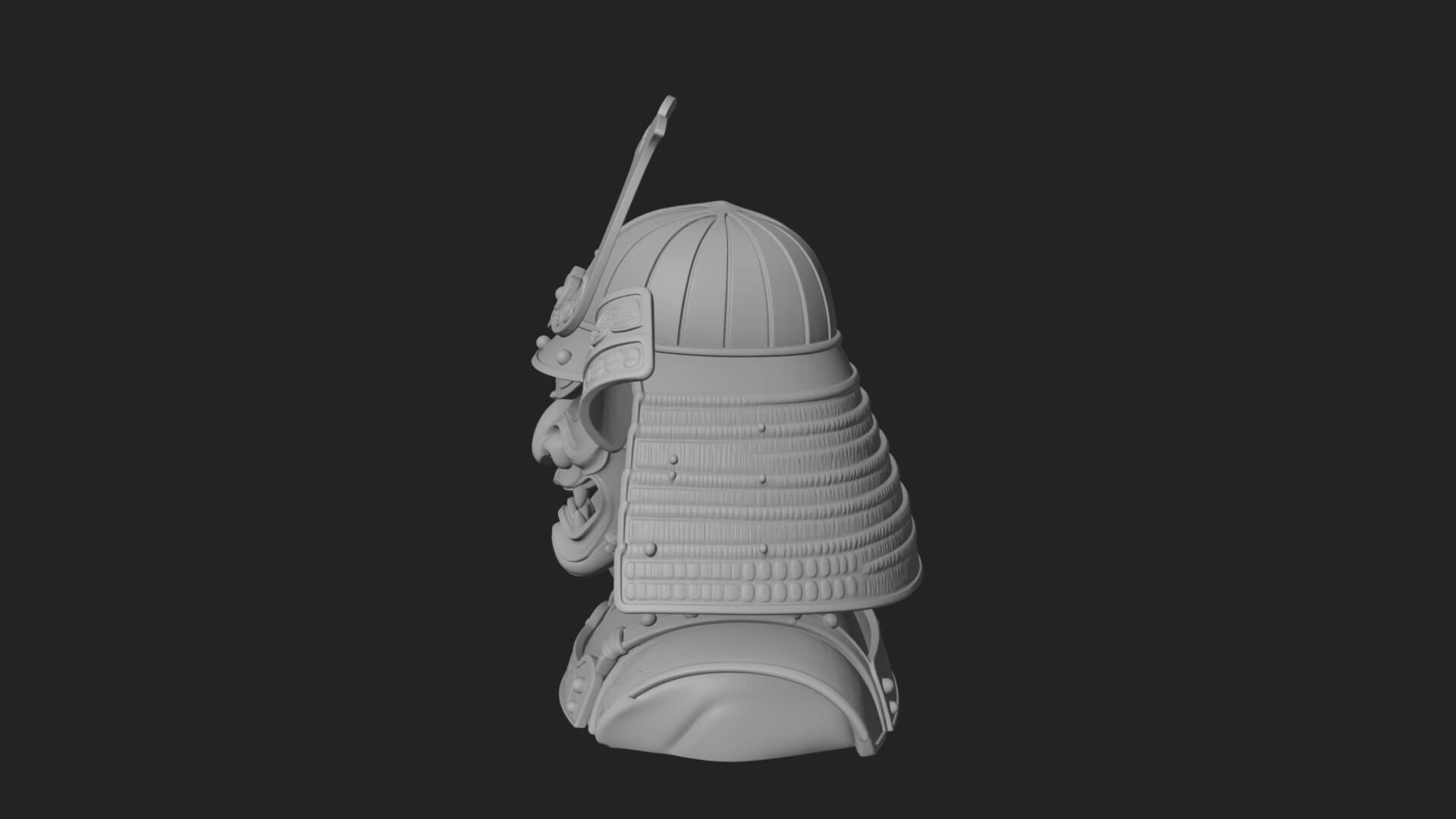 Samurai Kabuto Helm Bust Design 4 3D Print Model 3D Model