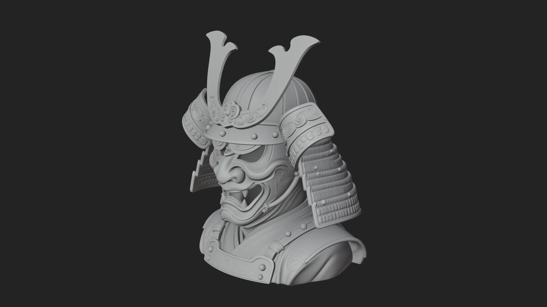 Samurai Kabuto Helm Bust Design 4 3D Print Model 3D Model