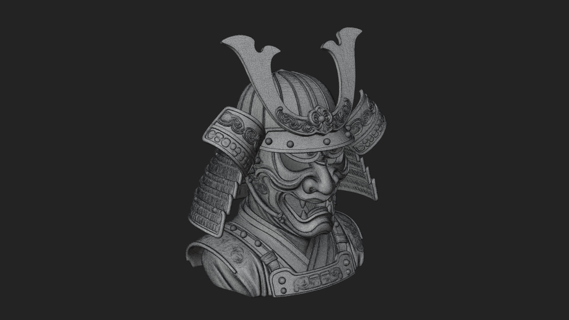 Samurai Kabuto Helm Bust Design 4 3D Print Model 3D Model
