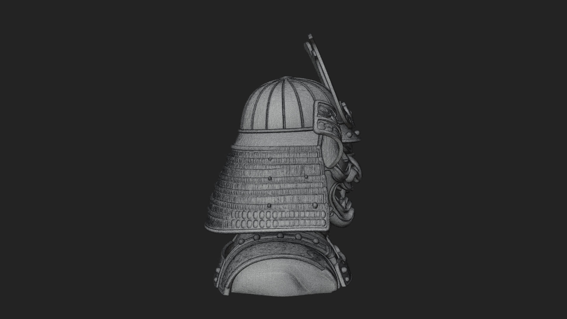 Samurai Kabuto Helm Bust Design 4 3D Print Model 3D Model