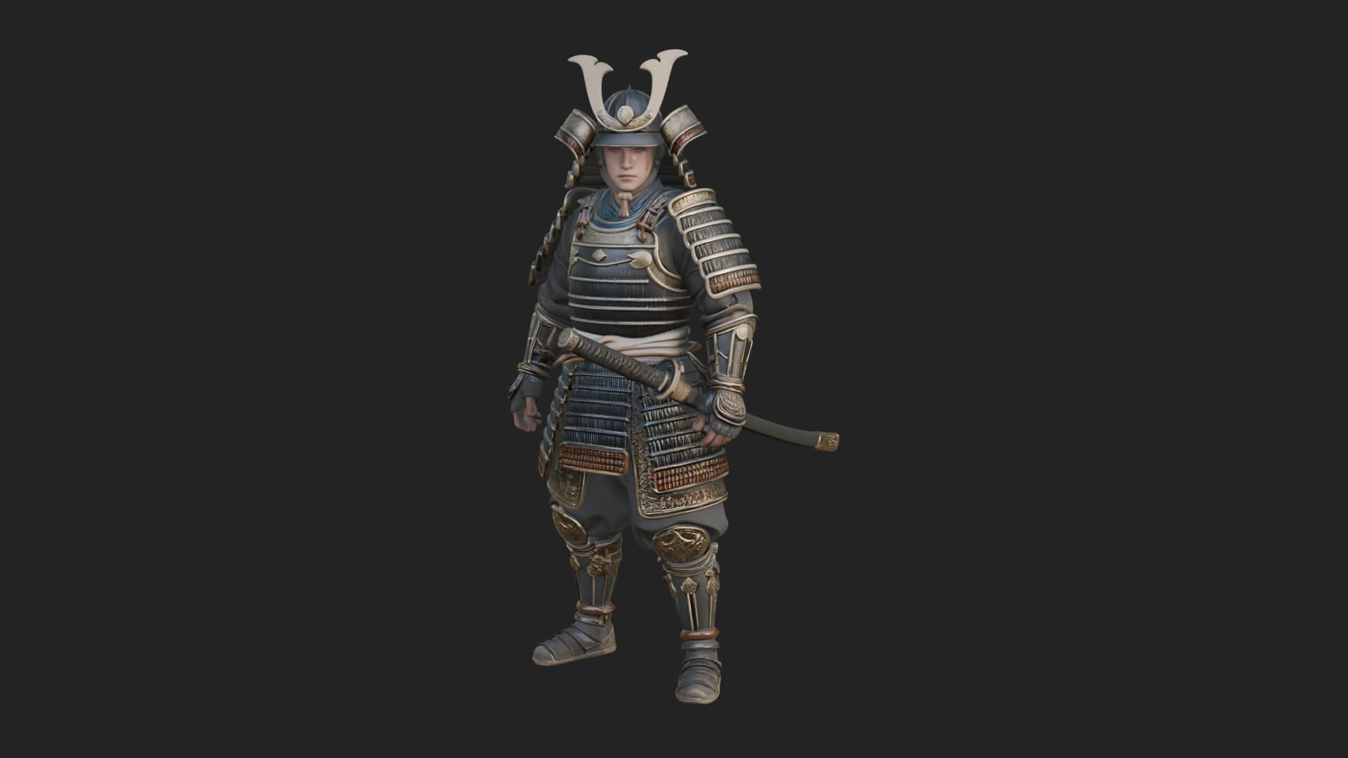 Samurai Warrior Statue Design 11 3D Print Model 3D Model