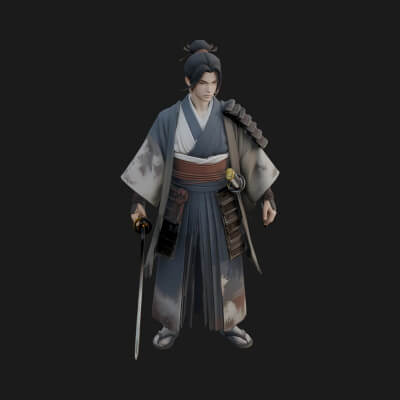 Samurai Warrior Statue Design 2 3D Print Model