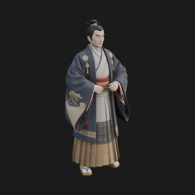 Samurai Warrior Statue Design 4 3D Print Model
