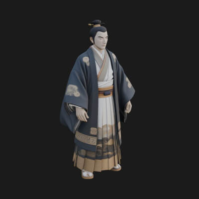 Samurai Warrior Statue Design 5 3D Print Model