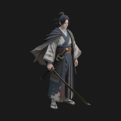 Samurai Warrior Statue Design 6 3D Print Model