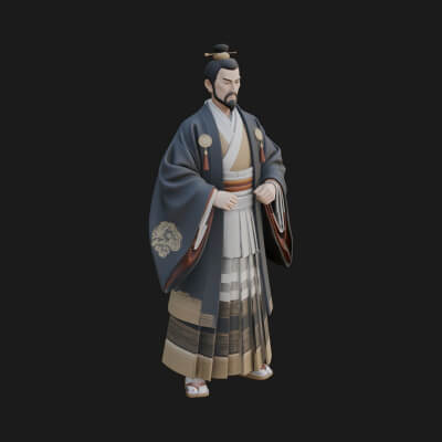 Samurai Warrior Statue Design 9 3D Print Model