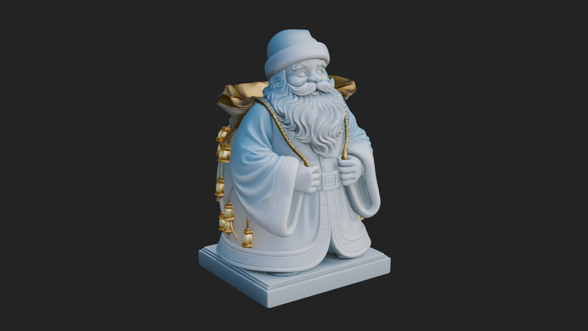 Santa Claus With Gift Sack Statue Design 10 3D Print Model 3D Model