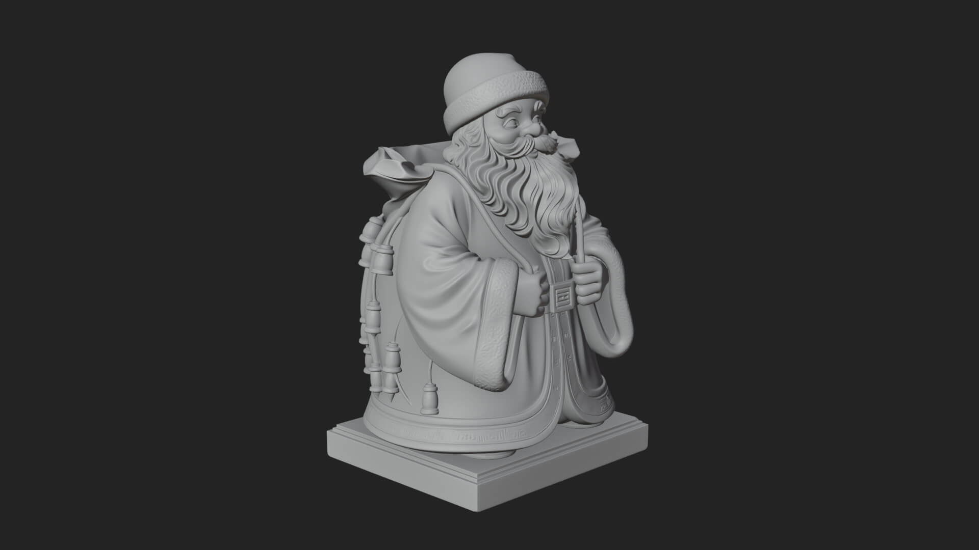Santa Claus With Gift Sack Statue Design 10 3D Print Model 3D Model