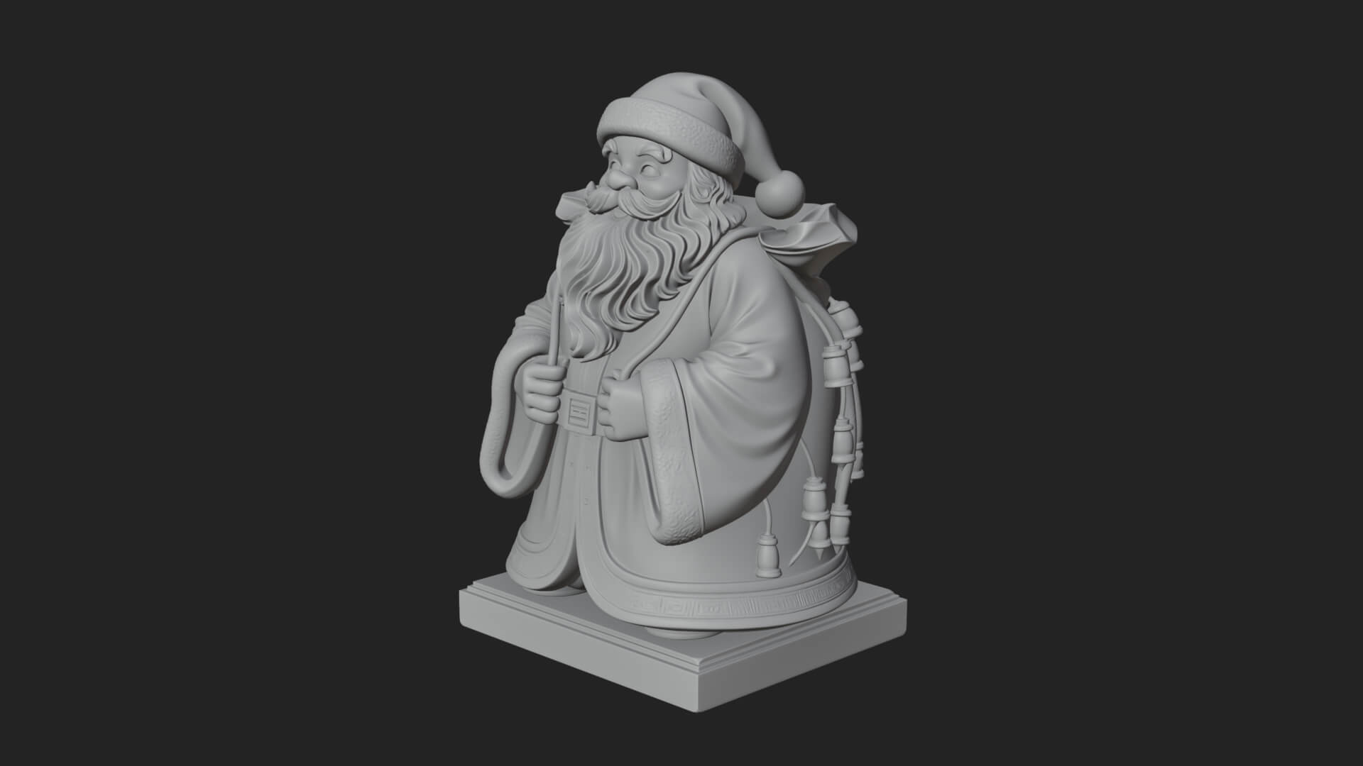 Santa Claus With Gift Sack Statue Design 10 3D Print Model 3D Model