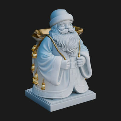 Santa Claus With Gift Sack Statue Design 10 3D Print Model