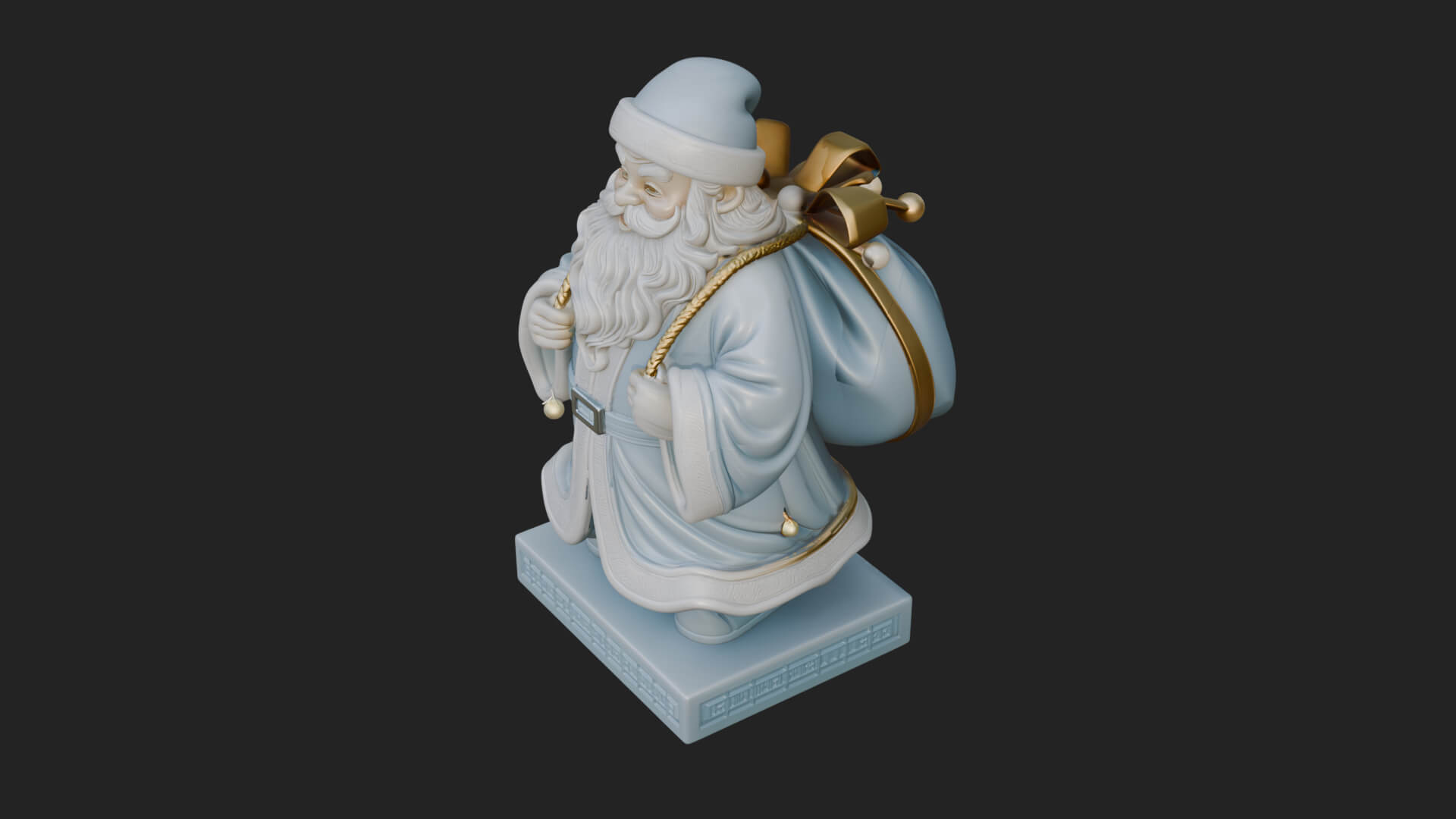 Santa Claus With Gift Sack Statue Design 11 3D Print Model 3D Model