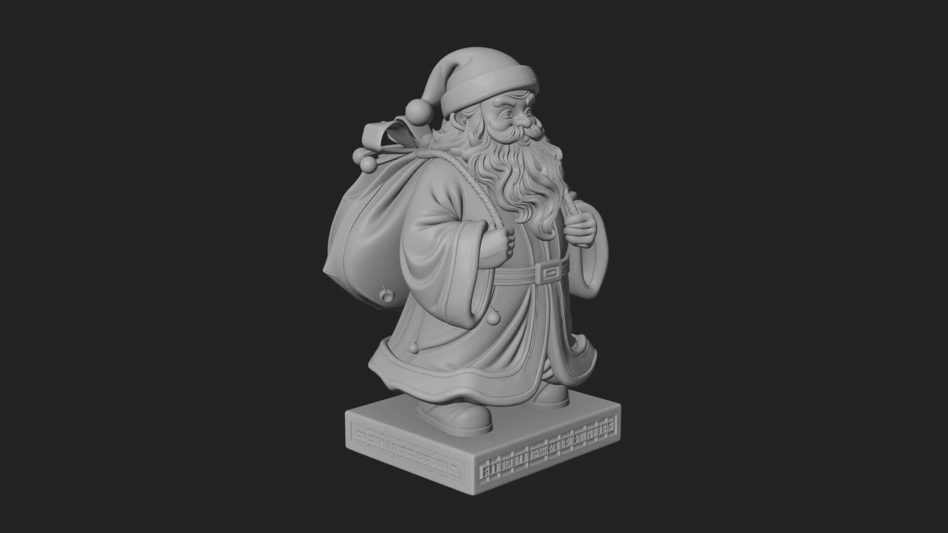 Santa Claus With Gift Sack Statue Design 11 3D Print Model 3D Model