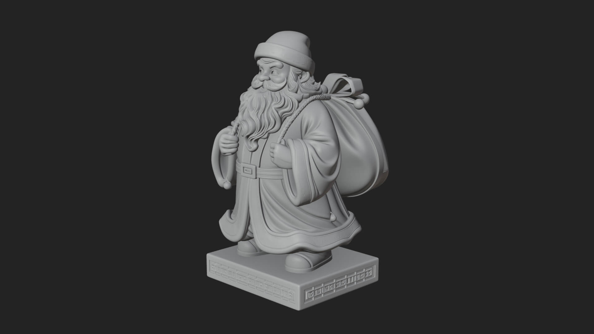 Santa Claus With Gift Sack Statue Design 11 3D Print Model 3D Model