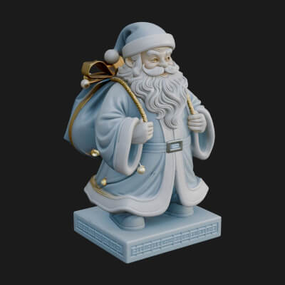 Santa Claus With Gift Sack Statue Design 11 3D Print Model