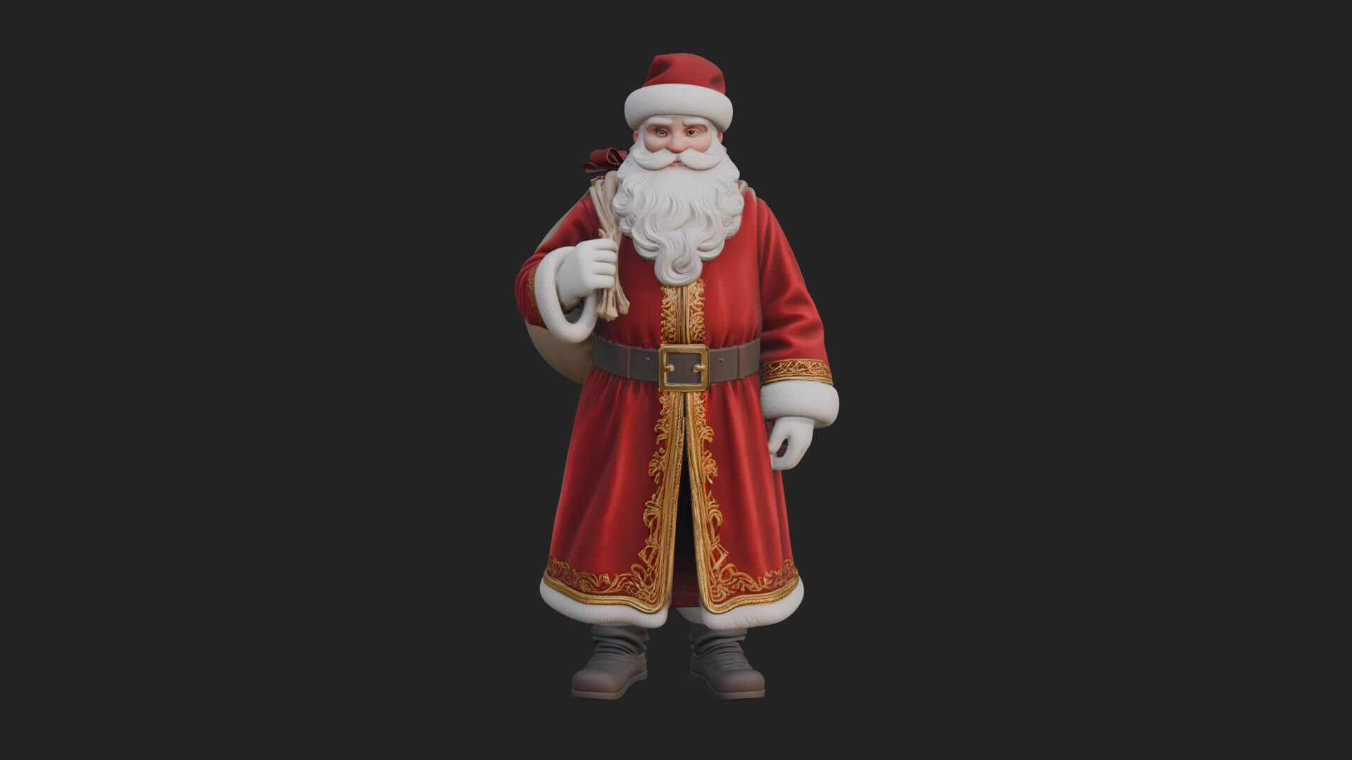 Santa Claus with Gift Sack Statue Design 5 3D Print Model 3D Model