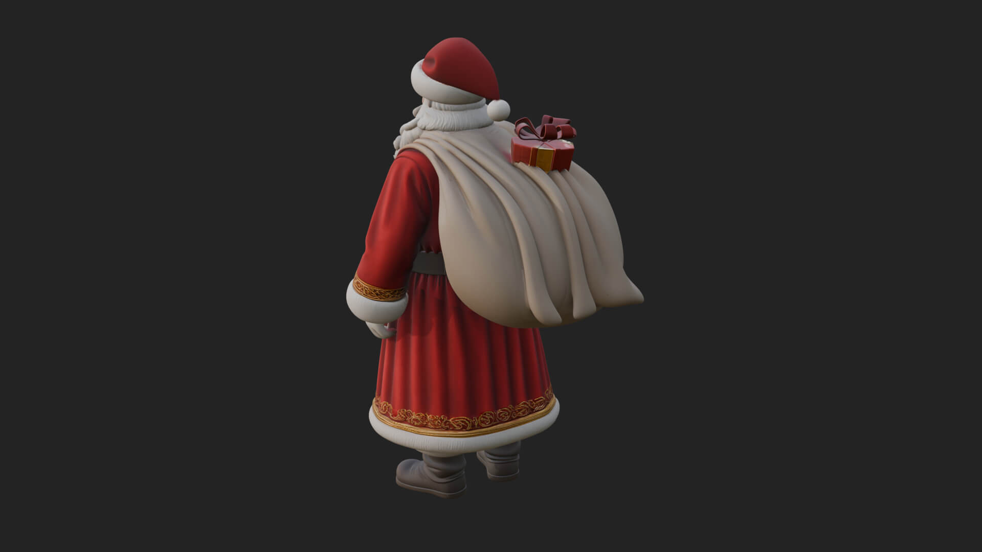 Santa Claus with Gift Sack Statue Design 5 3D Print Model 3D Model