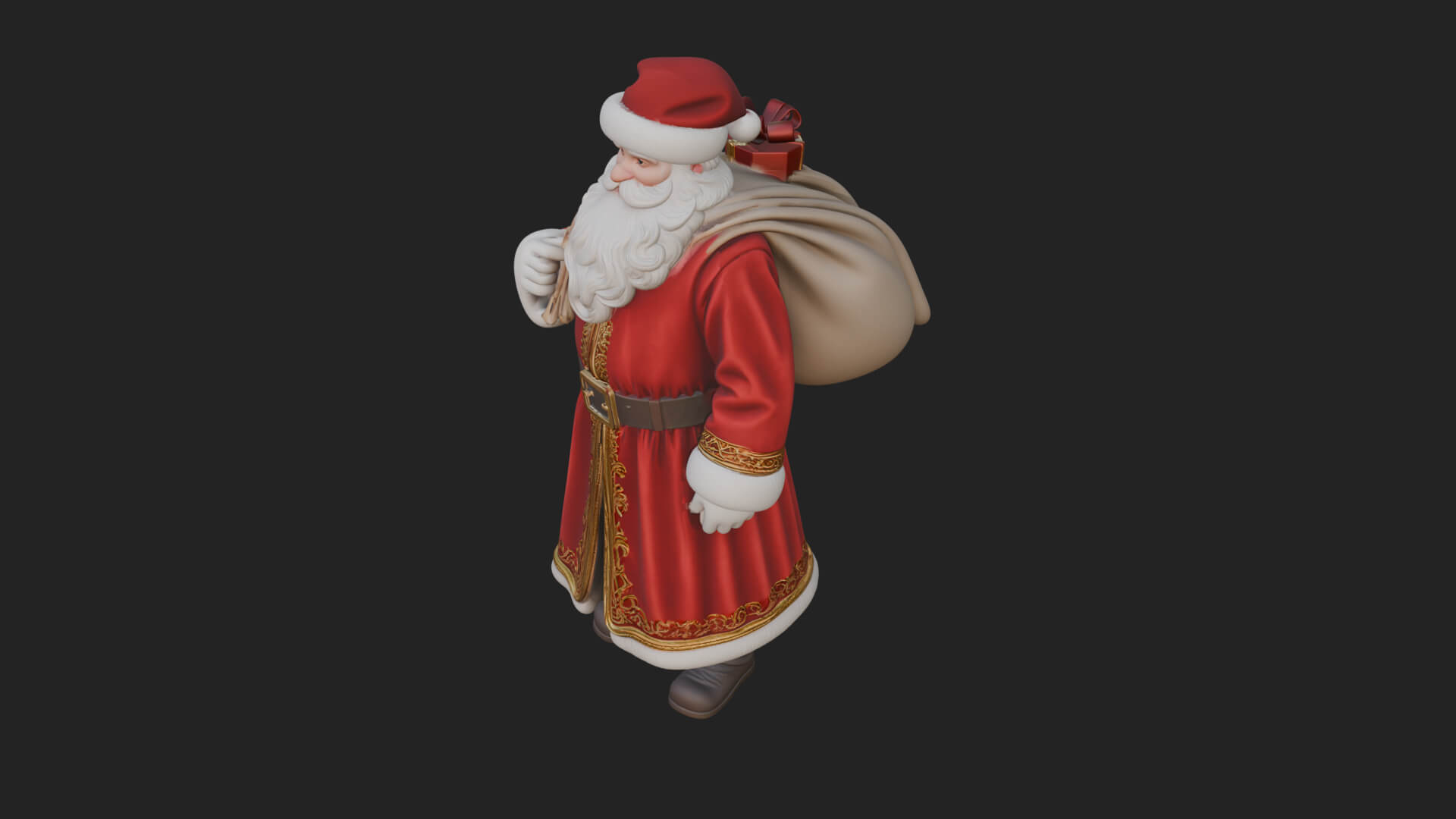 Santa Claus with Gift Sack Statue Design 5 3D Print Model 3D Model