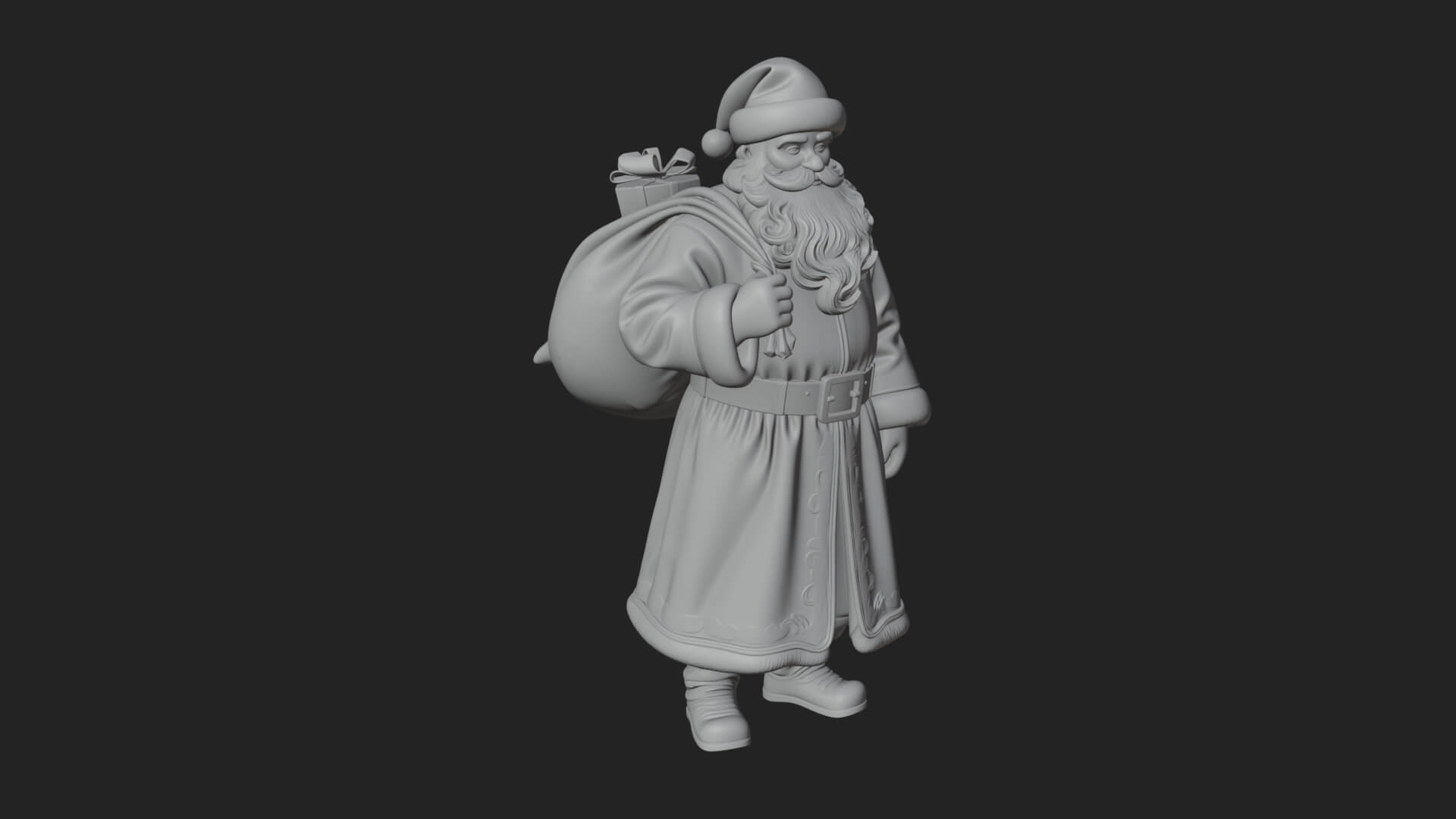 Santa Claus with Gift Sack Statue Design 5 3D Print Model 3D Model