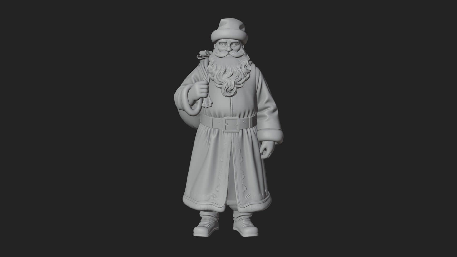 Santa Claus with Gift Sack Statue Design 5 3D Print Model 3D Model